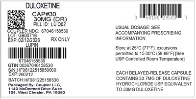 Label (68180 295 03 Duloxetine 30mg (dr) 67046 1585 30)